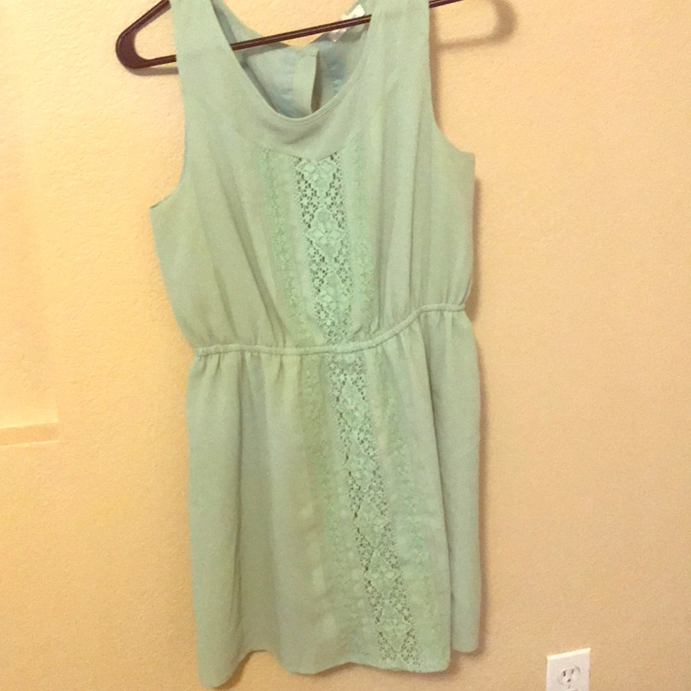 ModCloth pastel dress with lace front.